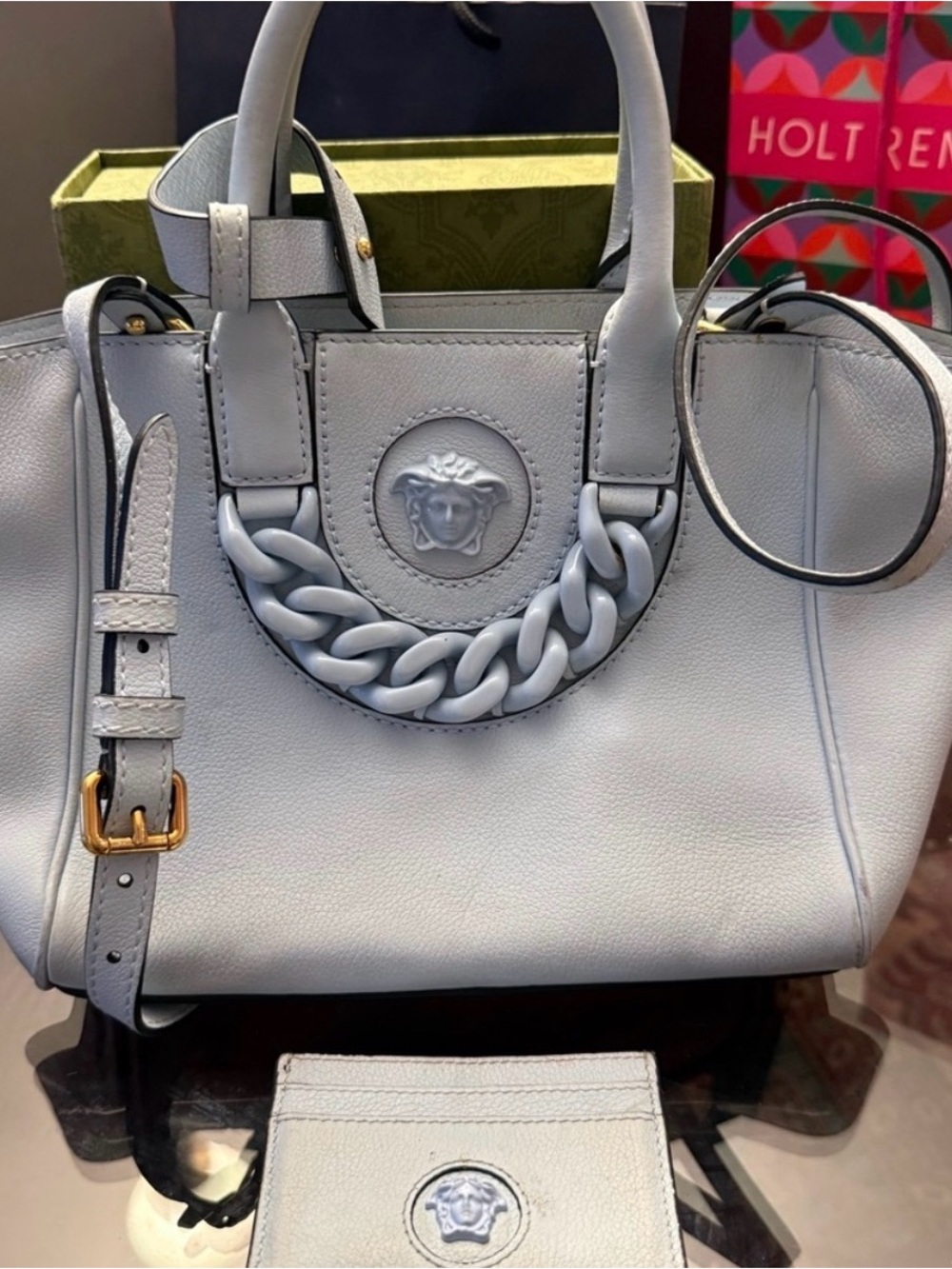 Versace La Medusa Leather Tote with Matching Cardholder